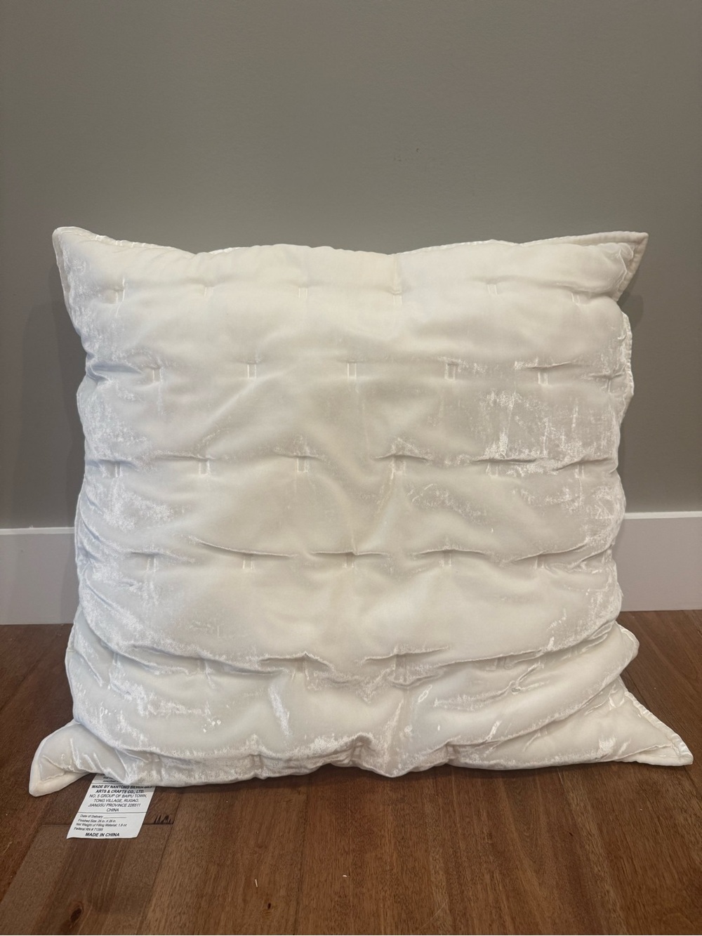 West Elm Lush Velvet Tack Stitch Quilt, Euro Sham, White - set of 3